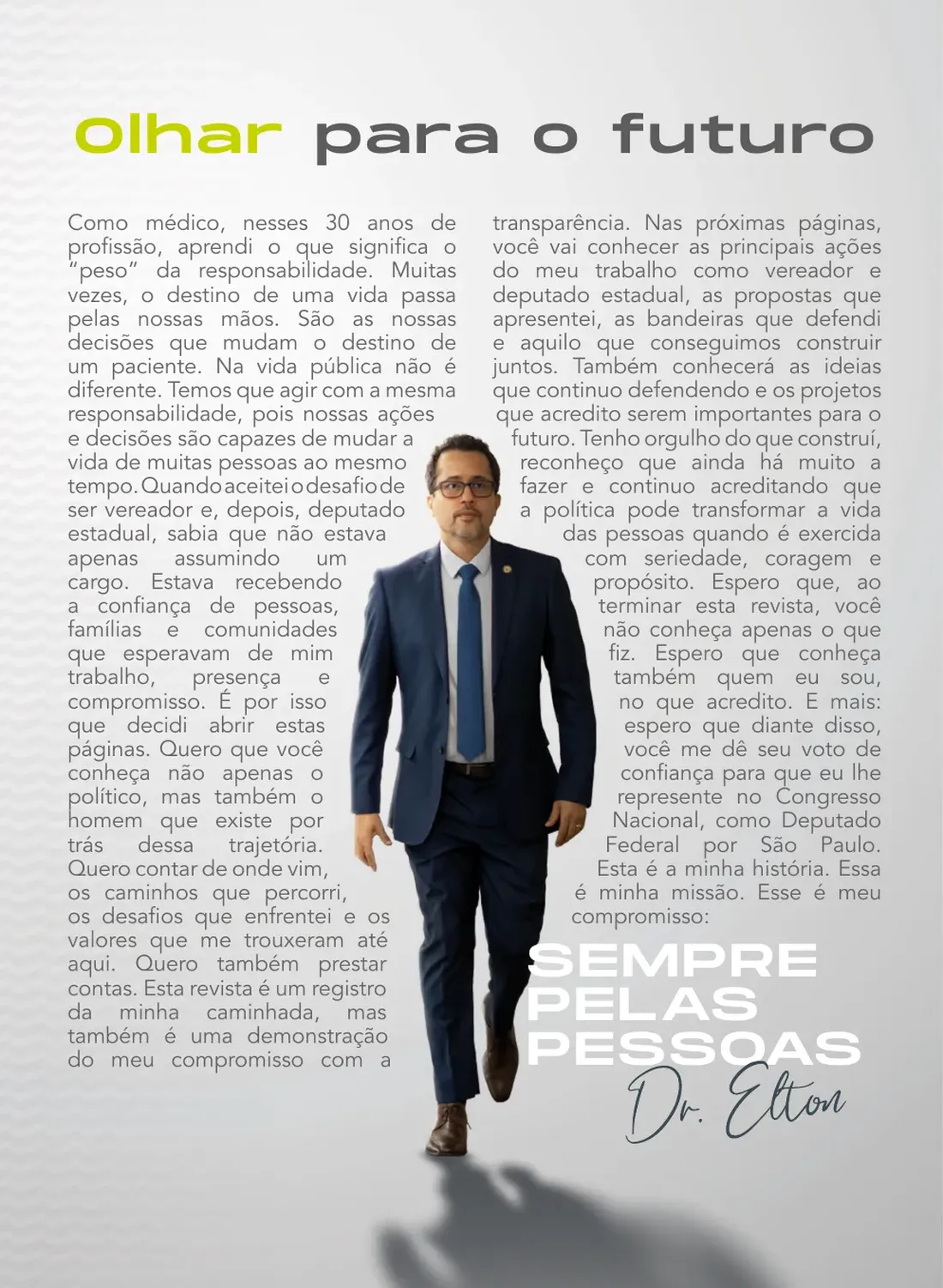 Página 2 de 48 da Revista Oficial do Dr. Elton — seção de biografia e trajetória