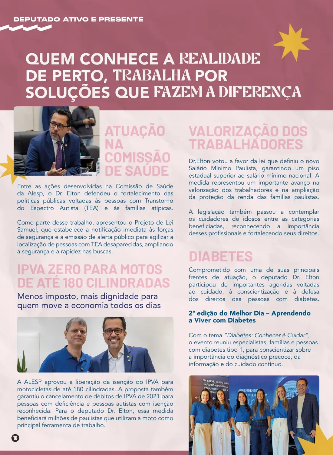 Página 16 de 48 da Revista Oficial do Dr. Elton — seção de prestação de contas e leis apresentadas