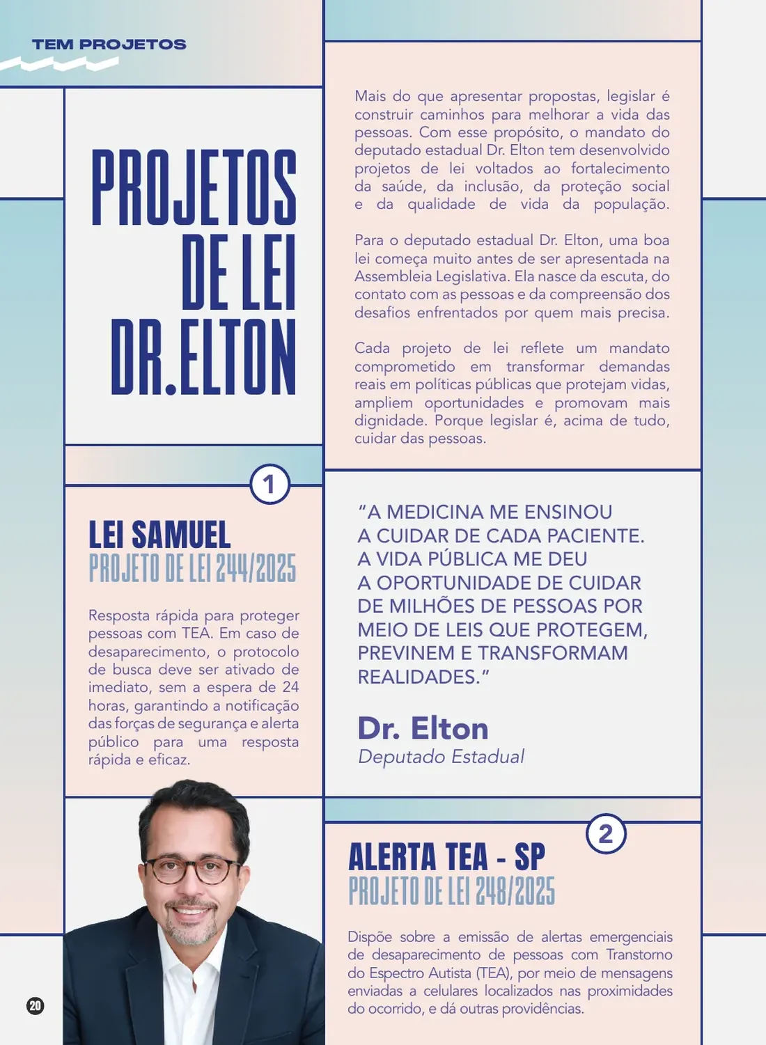 Página 20 de 48 da Revista Oficial do Dr. Elton — seção de conquistas do mandato
