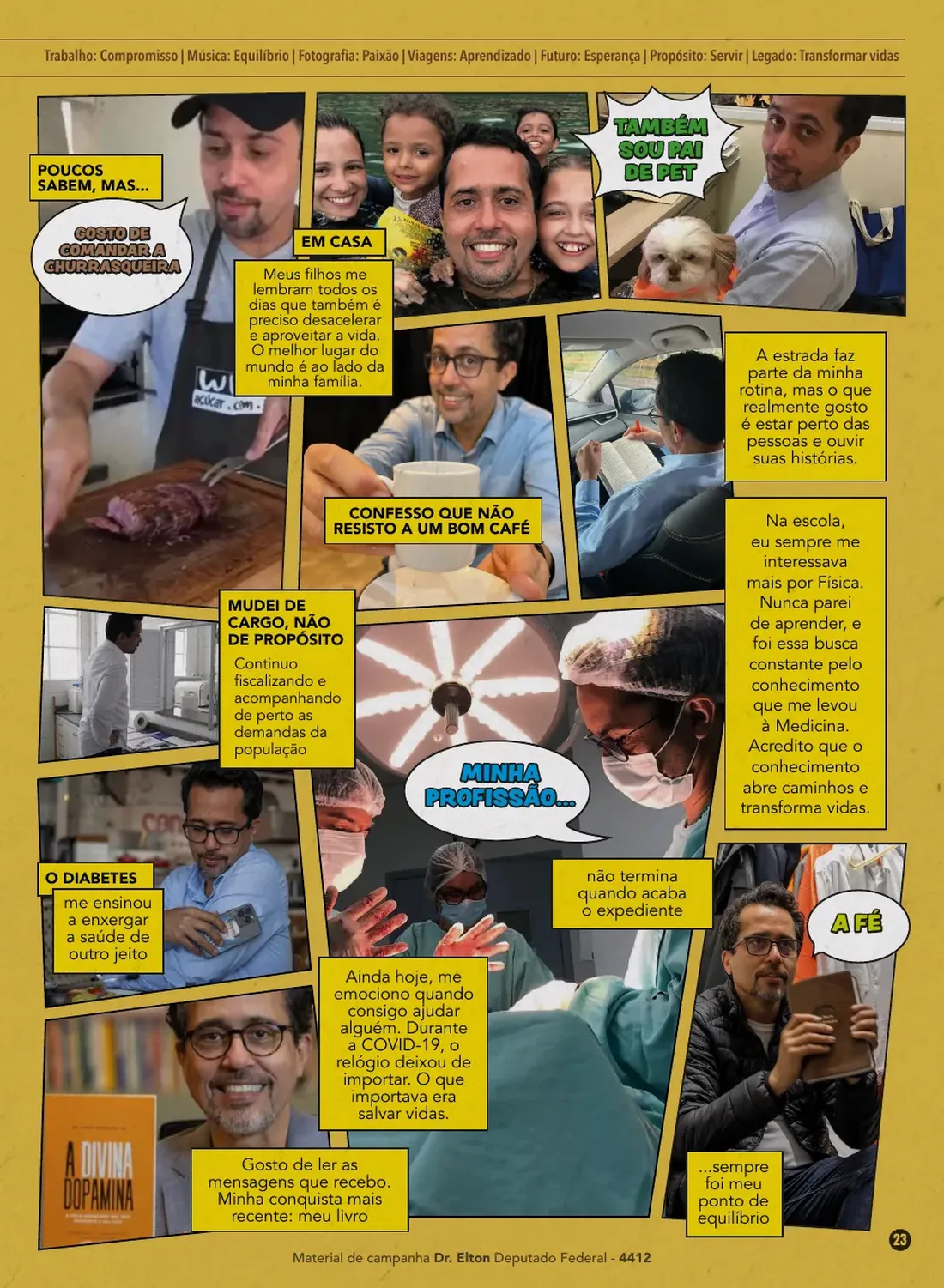 Página 23 de 48 da Revista Oficial do Dr. Elton — seção de conquistas do mandato
