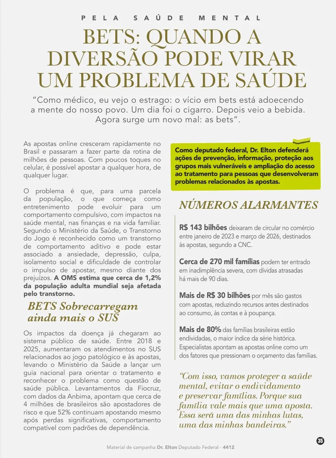 Página 35 de 48 da Revista Oficial do Dr. Elton — seção de propostas para o próximo mandato