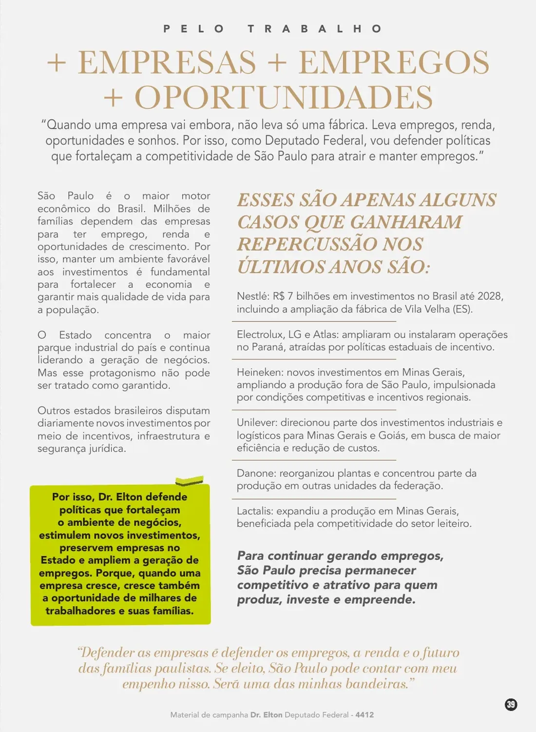 Página 39 de 48 da Revista Oficial do Dr. Elton — seção de propostas para o próximo mandato