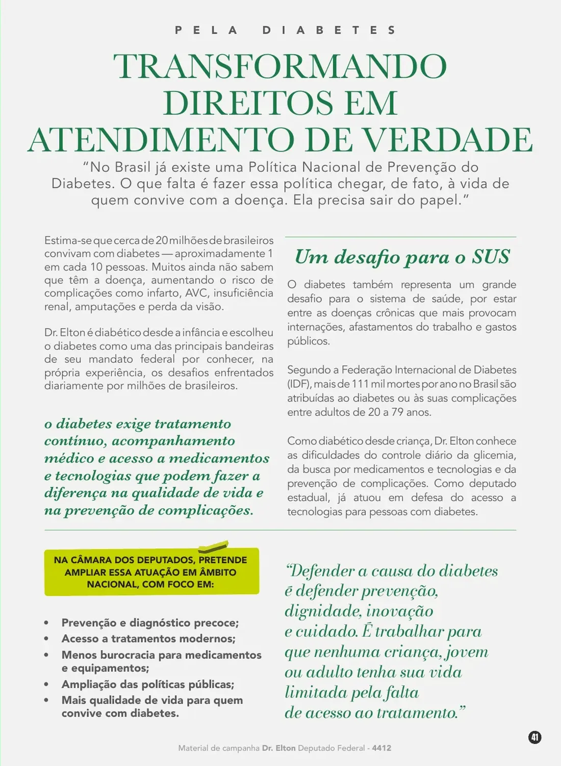 Página 41 de 48 da Revista Oficial do Dr. Elton — seção de propostas para o próximo mandato