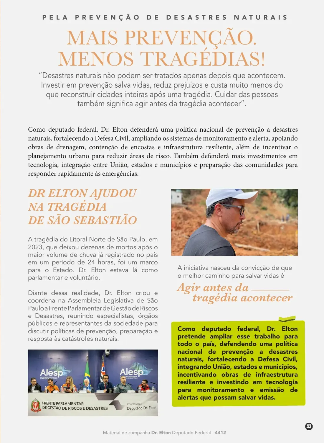 Página 43 de 48 da Revista Oficial do Dr. Elton — seção de propostas para o próximo mandato