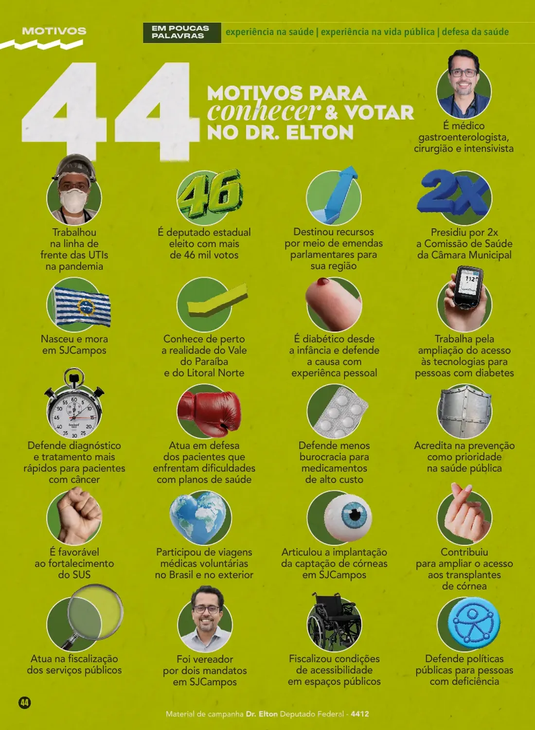 Página 44 de 48 da Revista Oficial do Dr. Elton — seção de propostas para o próximo mandato