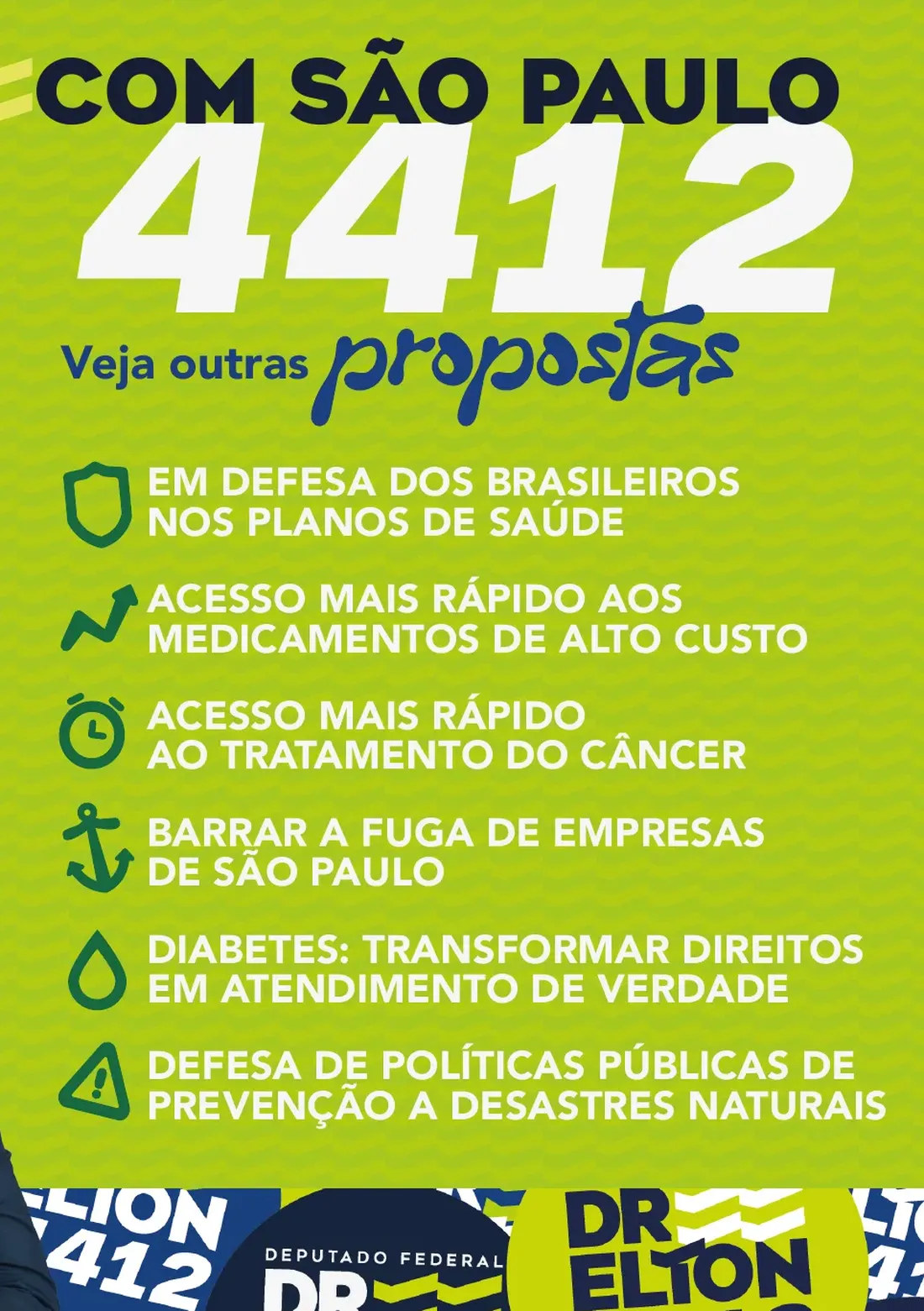 Página 11: veja outras propostas do Dr. Elton com São Paulo, 4412 — planos de saúde, medicamentos de alto custo, diabetes e prevenção a desastres naturais
